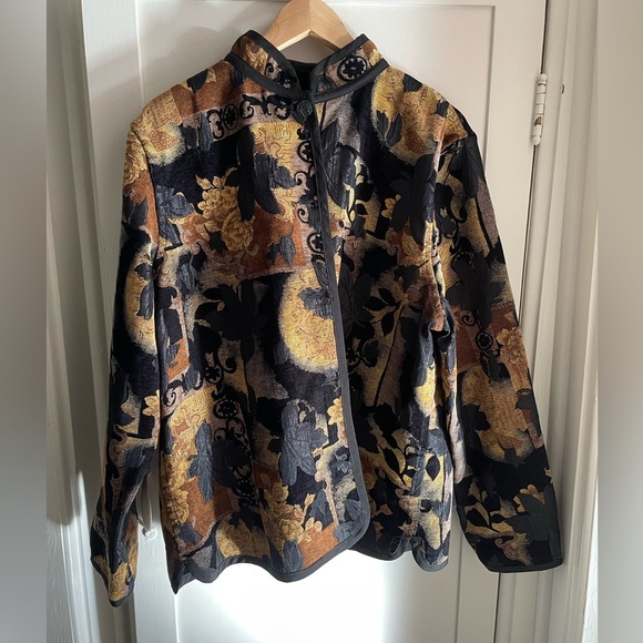 Vintage Koret reversible tapestry jacket with grape leaves - Size 18 - Picture 2 of 13